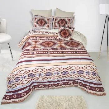 Edredón microfibra ovejero estampado aztec/blanco